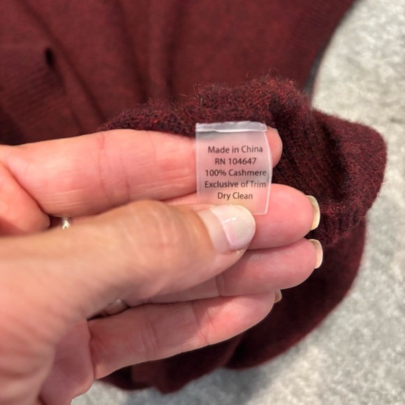 Forte Cashmere XL Sweater Vest Men's Burgundy Quarter Zip mock neck - Picture 8 of 8